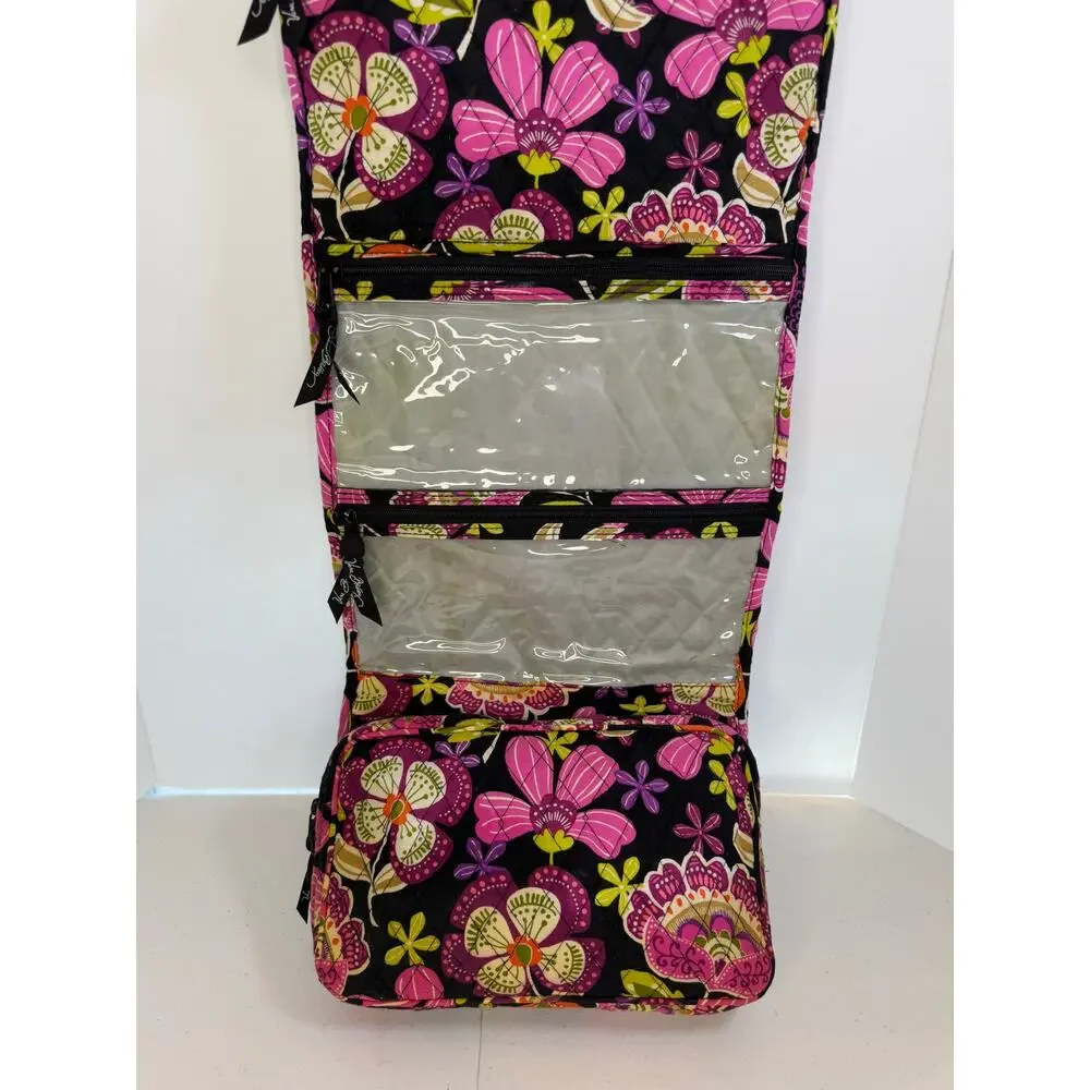 Vera Bradley Travel Bag Flutterby Pink Purple Black Hanging Accessory Carryall